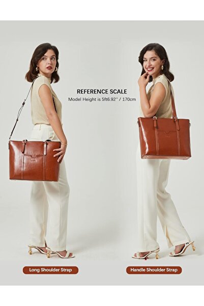 BOSTANTEN Women Leather Laptop Tote Office Shoulder Handbag Vintage Briefcase 15.6 inch