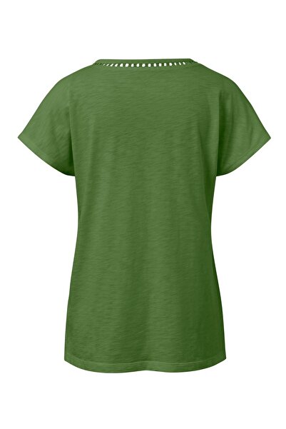 Tchibo Women V-Neck Short Sleeve Plain Top, Green