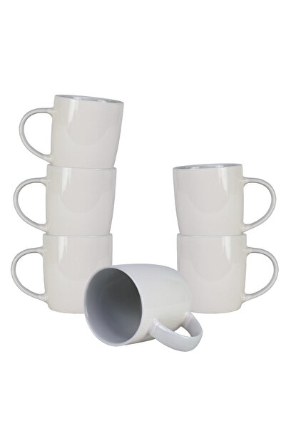 Cesiro Set of 6 mugs, 320 ml, Cesiro, Porcelain, White/Grey