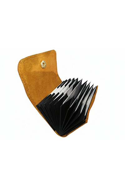 Self Leather Genuine Leather Accordion Card Holder 10 Card Capacity
