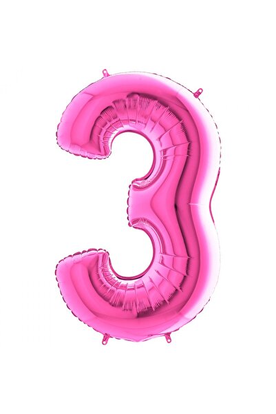 Parti Zamanı 100 cm Pembe 3 Rakam Folyo Balonu, Sayı Büyük Boy Helyumla Uçan
