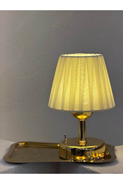 Maison Avf 2'li Set Osmanlı İpeği Kablosuz Pilli Masa Lambası Alt Parlak Gold...