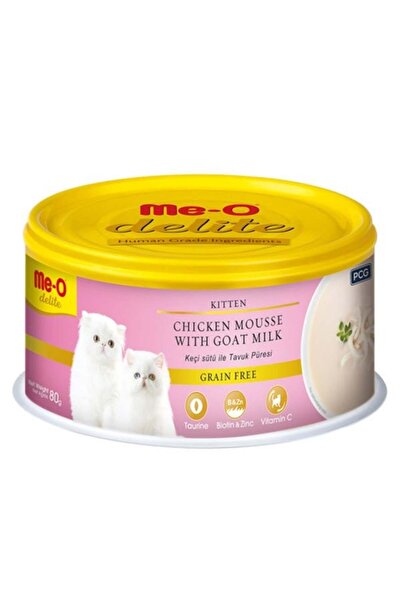 me-o ديليت كيتن هريسة الدجاج وحليب الماعز المعلب بدون حبوب 80 جرام