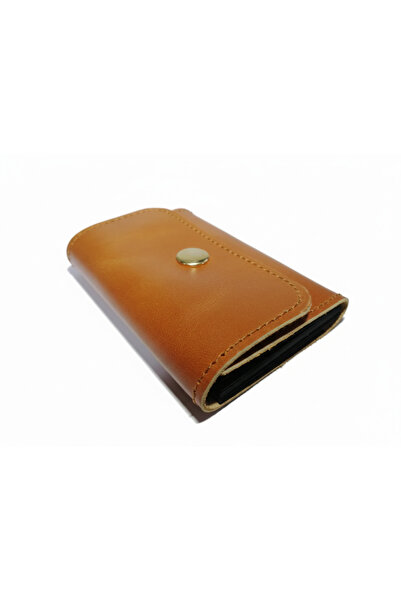 Self Leather Genuine Leather Accordion Card Holder 10 Card Capacity