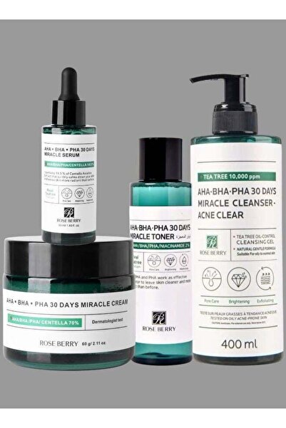 roseberry سيروم روز بيري AHA • BHA • PHA المعجزة لمدة 30 يومًا + كريم + تونر + شفاف