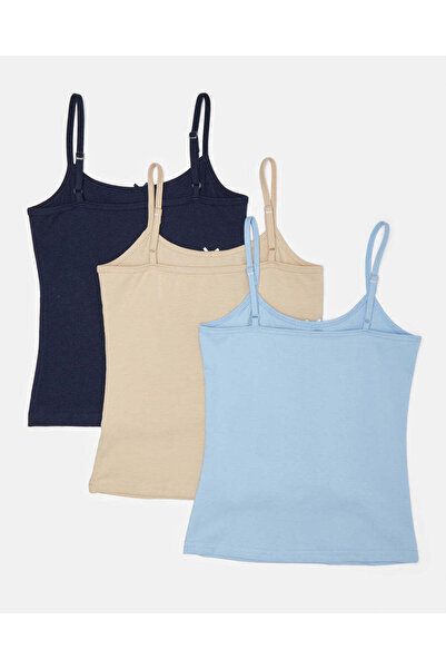 REDTAG Girls Assorted Plain Basic Vest Set (Pack Of 3)