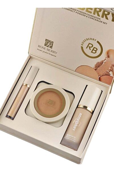 roseberry مجموعة بودرة أساس وبودرة مضغوطة وخافي عيوب من روز بيري سكين فوكس عا...