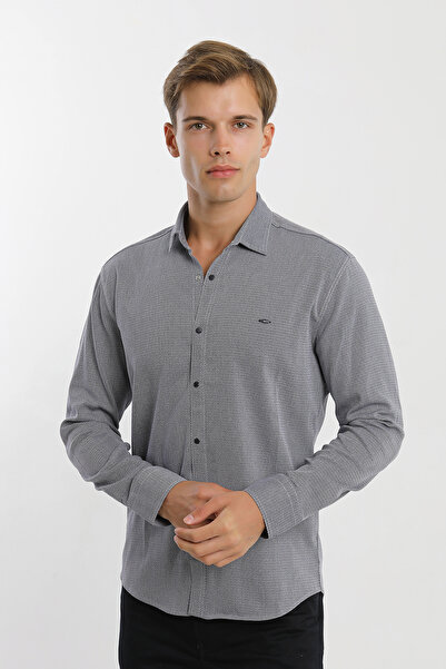 Smc by Semco Long Sleeve Snap Button Cotton Lycra Patterned Men's Shirt