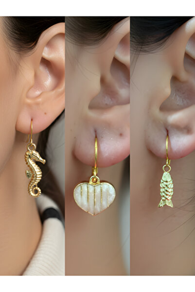 TURBİJ طقم أقراط نسائية مكون من 3 قطع مع رمزات عصرية