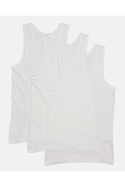 REDTAG Senior Boys White Basic Vest Set (Pack Of 3)