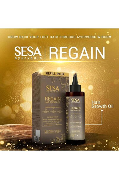 SESA زيت نمو الشعر الأيورفيدي ريجين ريفيل، ٢٦ عشبة و٦ زيوت عطرية، ١٠٠ مل