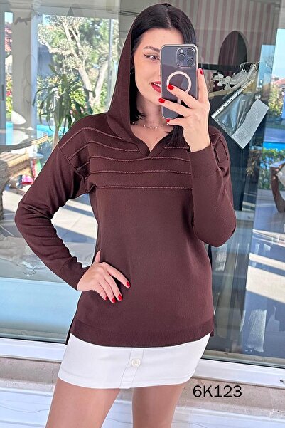 İnce Topuk Hooded Knitwear Blouse 6K123