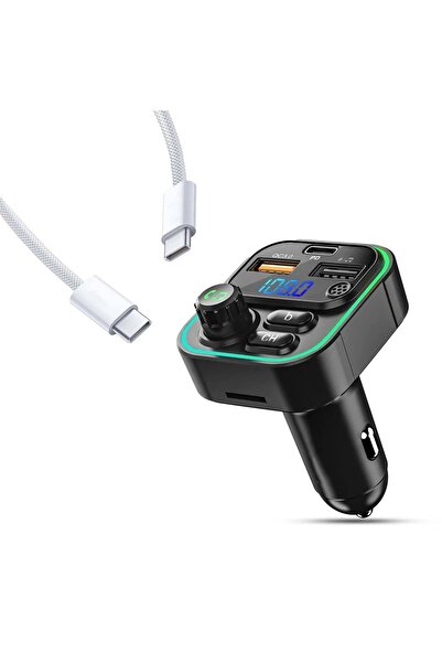 Timebox Pachet auto: cablu USB-C 66W + modulator FM, încărcător rapid 20W, Bl...