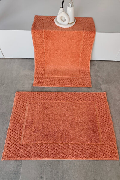 Sevim Σετ 2 Πετσέτες Ποδιών με Διαγώνιες Ρίγες - Σετ Πετσέτες 100% Βαμβάκι - 50x70 cm - Πλακάκι