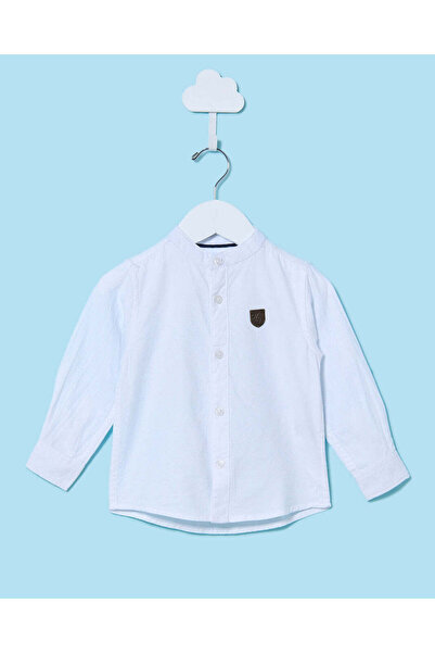 REDTAG Infant Boys White Dobby Mandarin Shirts