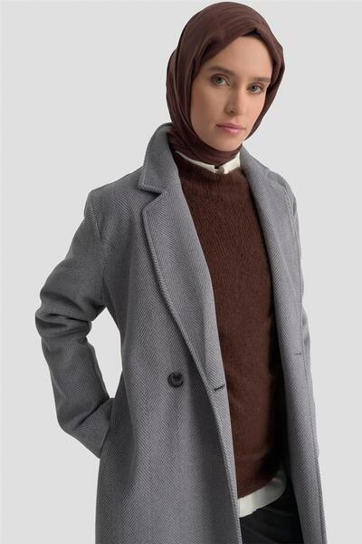 Armine Balıksırtı Desenli Kaban 25KD1606 Antrasit