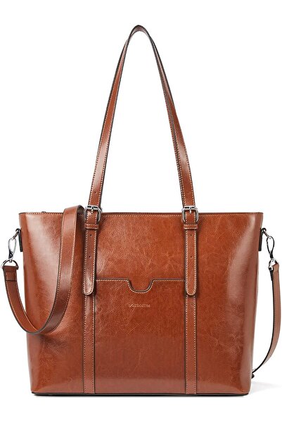 BOSTANTEN Women Leather Laptop Tote Office Shoulder Handbag Vintage Briefcase 15.6 inch