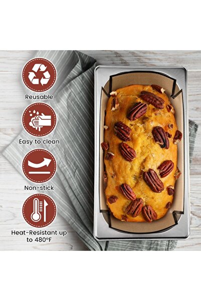 Honeydak 4 Pack Reusable Silicone Bread Loaf Pan Liners (9.5 x 5 in)