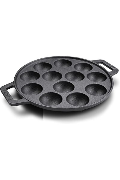 Prestige مقلاة أبام من الحديد الزهر، مقاس 26 سم، بمقبض مزدوج وغطاء زجاجي، مُت...