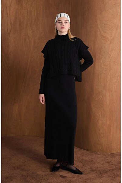 EBRA COLLECTİON Örgü Kazaklı Triko Elbise