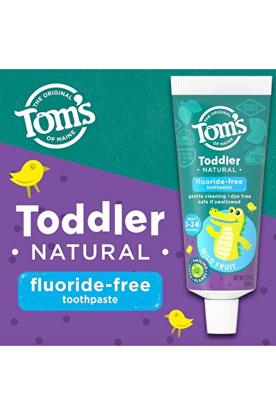 tom's of maine Fluoride-Free Toddler Training Toothpaste, Mild Fruit, 1.75 oz (3-Pack)