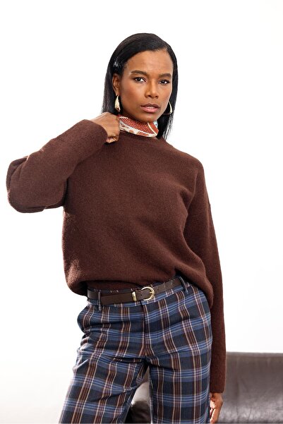 5in1Canpolat Acı Kahve Bisiklet Yaka Yumuşak Dokulu Triko 251297