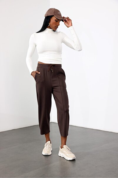 5in1Canpolat Brown Carrot Pattern Tracksuit 10005