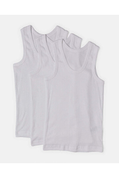 REDTAG Boys White Basic Vest Set (Pack of 3)