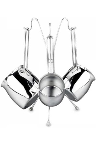 KORKMAZ Tombik Coffee Pot Set 3-Pieces, Silver, A1217