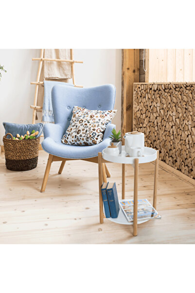 DacEnergy Side table with removable tray, white / natural, KABRA