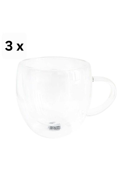 Cesiro Set of 3 Insulated Cups, Double-Wall Borosilicate, 250 ml