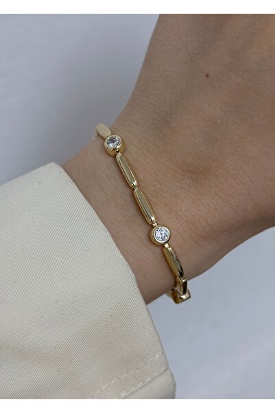 KİLİGİSTANBUL 14K ALTIN GÖRÜNÜMLÜ PREMİUM SIRALI ARPA BİLEKLİK (KARARMALARA K...