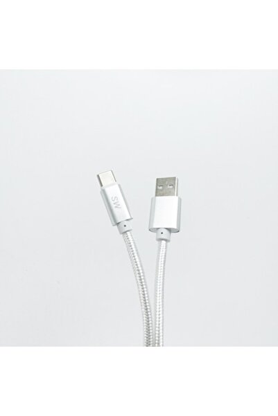 OEM Fast charging and data cable, USB to Type-C, 2.4A, 3m, White, braided textile