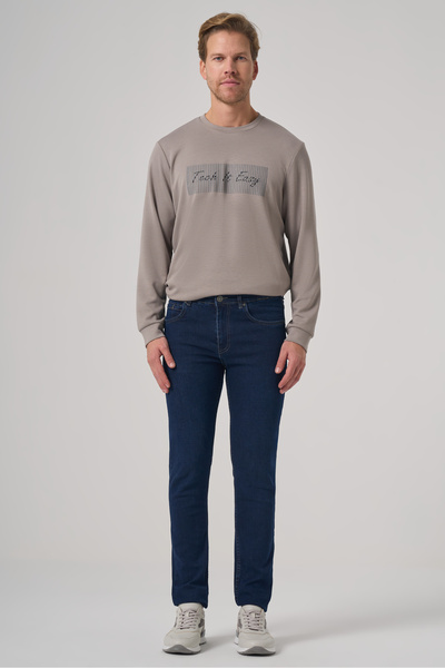 Morven Ανδρικό τζιν σκούρο μπλε με 5 τσέπες εφαρμοστό Jean Jeans παντελόνι