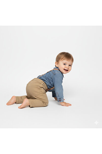 s.t. sebat tekstil Baby Suit with Gabardine Trousers and Denim Shirt