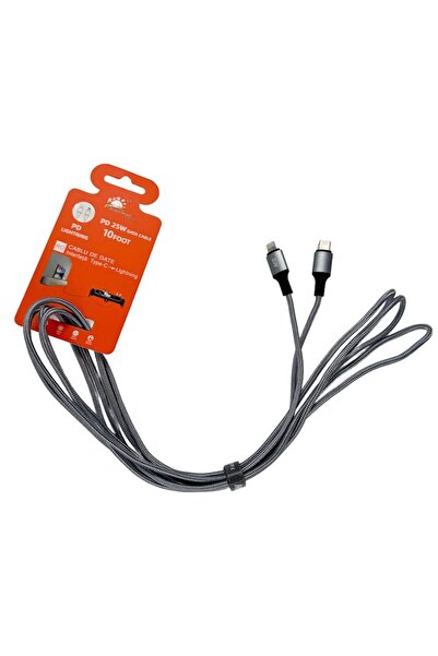 OEM USB-C to Lightning Fast Charging & Data Cable, 2.4A, 3m, Gray, Braided