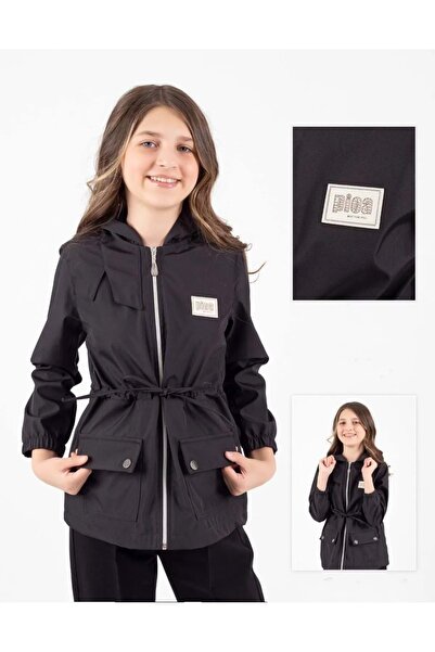 s.t. sebat tekstil Girl's Hooded Raincoat with Pockets