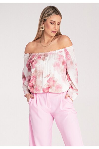 Figl Floral blouse - Puff sleeve blouse - Pink blouse M1142 size L/XL