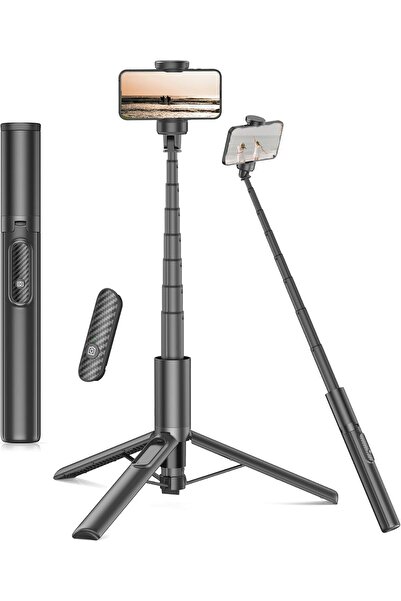 Toneof حامل ثلاثي القوائم مُحسّن لعصا السيلفي، قابل للتمدد بزاوية 360 درجة، م...