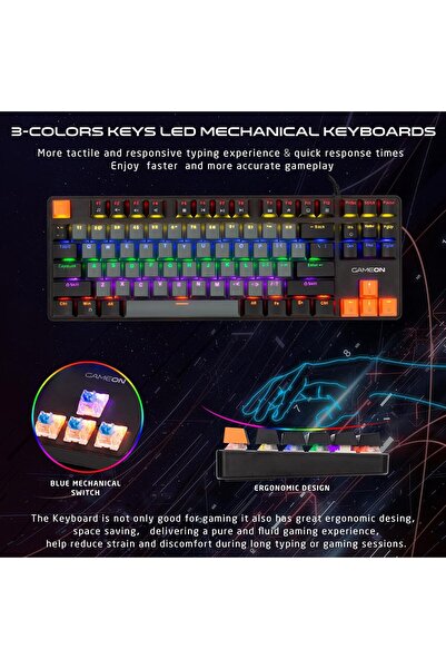 GAMEON مجموعة ألعاب VIPER XI - لوحة مفاتيح RGB ثابتة، ماوس USB، سماعة رأس RGB 50 مم، لوحة ماوس