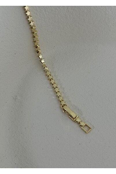 KİLİGİSTANBUL 14K ALTIN GÖRÜNÜMLÜ PREMİUM SIRALI YILDIZ BİLEKLİK (KARARMALARA...