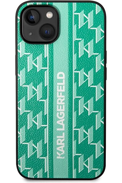 Karl Lagerfeld جراب جلدي من البولي يوريثان محبب بنقشة أحادية اللون وشريط شعار...