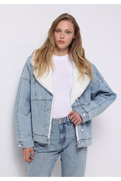 Colin's Oversize Fit Zippered Unlined Women's Blue Jacket