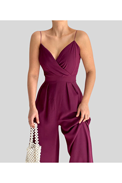 MQ Off-shoulder jumpsuit, woven suit with a satin surface