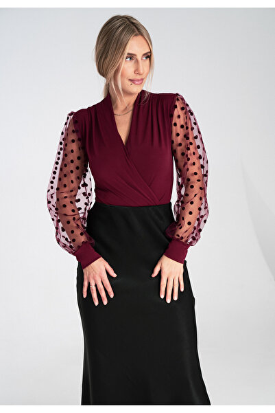 Figl Evening bodysuit - Elegant burgundy bodysuit - M1082 size L/XL