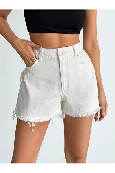 Modanewnice Yüksek bel denim şort