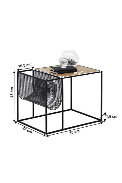 DacEnergy Side table, metal / MDF, black / oak, FLYN