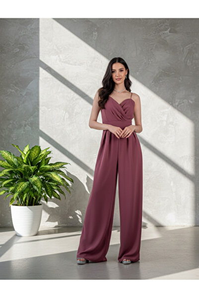 MQ Off-shoulder jumpsuit, woven suit with a satin surface