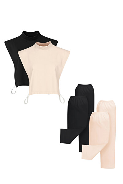 ipekistanbul Set de 4 manșoane pentru gât - nurcă neagră