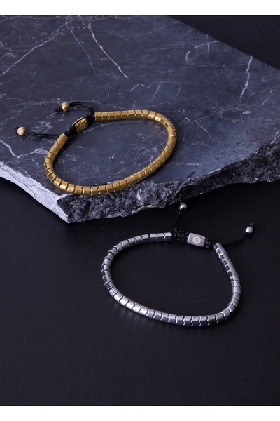 Atolyewolf Gümüş Kaplama Hematit Bileklik